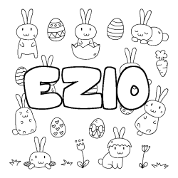 Coloring page first name EZIO - Easter background