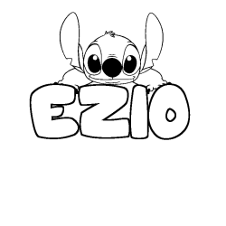 Coloring page first name EZIO - Stitch background