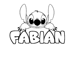 Coloring page first name FABIAN - Stitch background
