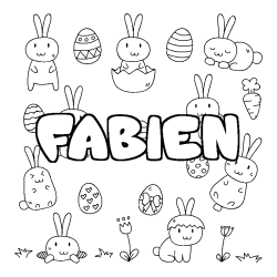 Coloring page first name FABIEN - Easter background