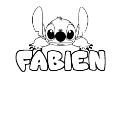 Coloring page first name FABIEN - Stitch background