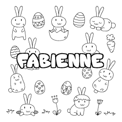 Coloring page first name FABIENNE - Easter background