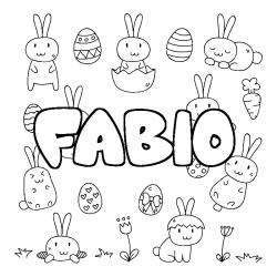 Coloring page first name FABIO - Easter background