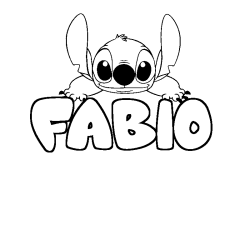 Coloring page first name FABIO - Stitch background
