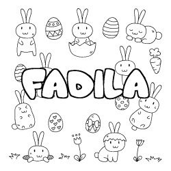 Coloring page first name FADILA - Easter background