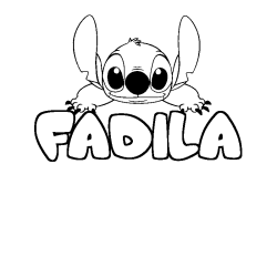 Coloring page first name FADILA - Stitch background