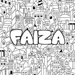 Coloring page first name FAIZA - City background