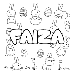 Coloring page first name FAIZA - Easter background