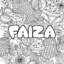 Coloring page first name FAIZA - Fruits mandala background