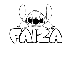 Coloring page first name FAIZA - Stitch background