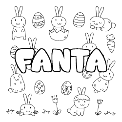 Coloring page first name FANTA - Easter background