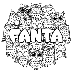 Coloring page first name FANTA - Owls background