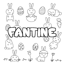 Coloring page first name FANTINE - Easter background