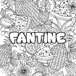 Coloring page first name FANTINE - Fruits mandala background