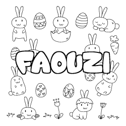 Coloring page first name FAOUZI - Easter background