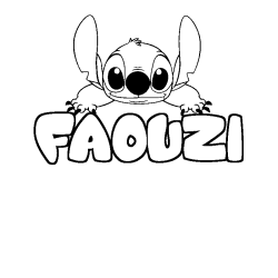 Coloring page first name FAOUZI - Stitch background