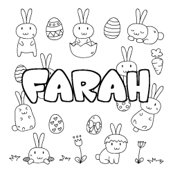 Coloring page first name FARAH - Easter background