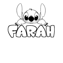 Coloring page first name FARAH - Stitch background