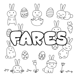 Coloring page first name FARES - Easter background