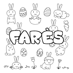 Coloring page first name FARÈS - Easter background