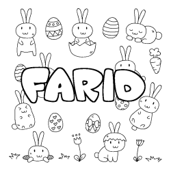 Coloring page first name FARID - Easter background