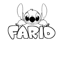 Coloring page first name FARID - Stitch background
