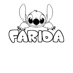 Coloring page first name FARIDA - Stitch background