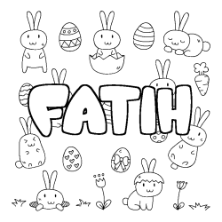 Coloring page first name FATIH - Easter background