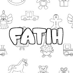 Coloring page first name FATIH - Toys background