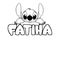 Coloring page first name FATIHA - Stitch background