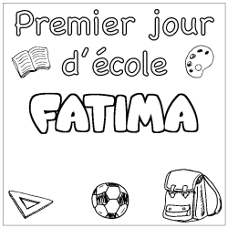 Coloring page first name FATIMA - School First day background