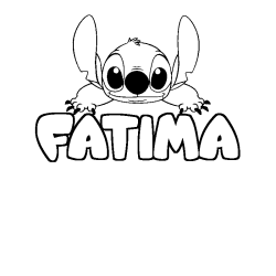 Coloring page first name FATIMA - Stitch background