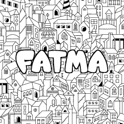 Coloring page first name FATMA - City background