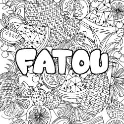 Coloring page first name FATOU - Fruits mandala background
