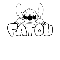 Coloring page first name FATOU - Stitch background