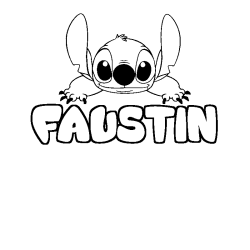 Coloring page first name FAUSTIN - Stitch background