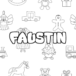 Coloring page first name FAUSTIN - Toys background