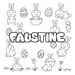 Coloring page first name FAUSTINE - Easter background