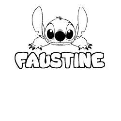 Coloring page first name FAUSTINE - Stitch background