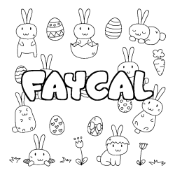 Coloring page first name FAYCAL - Easter background