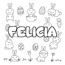 Coloring page first name FELICIA - Easter background
