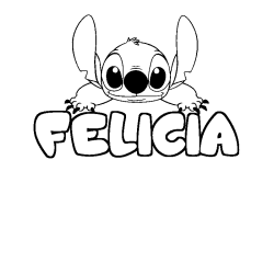 Coloring page first name FELICIA - Stitch background