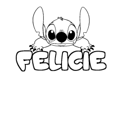 Coloring page first name FELICIE - Stitch background