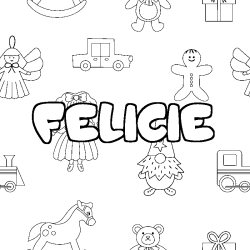 Coloring page first name FELICIE - Toys background