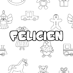 Coloring page first name FELICIEN - Toys background