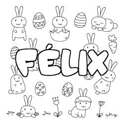 Coloring page first name FÉLIX - Easter background