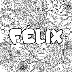 Coloring page first name FÉLIX - Fruits mandala background