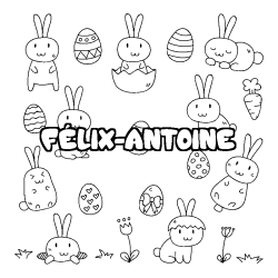 Coloring page first name FÉLIX-ANTOINE - Easter background