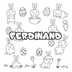 Coloring page first name FERDINAND - Easter background