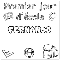 Coloring page first name FERNANDO - School First day background